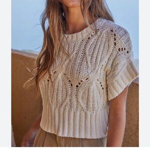By Together Cream Knit Short Sleeve Sweater